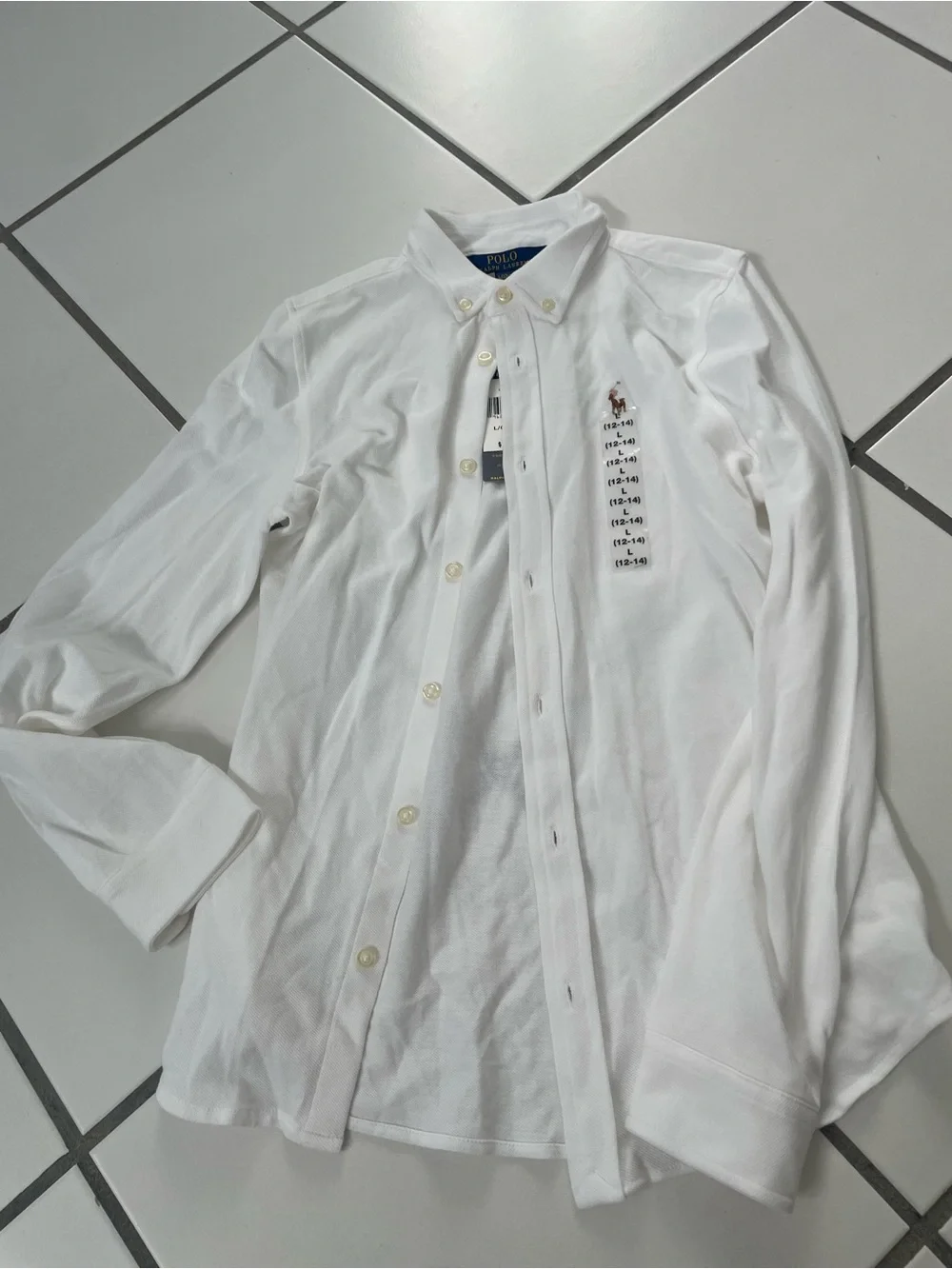 Ralph Lauren White Button-Down Shirt with Embroidered Pony